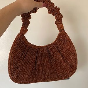 Sparkly bronze pouch shoulder bag